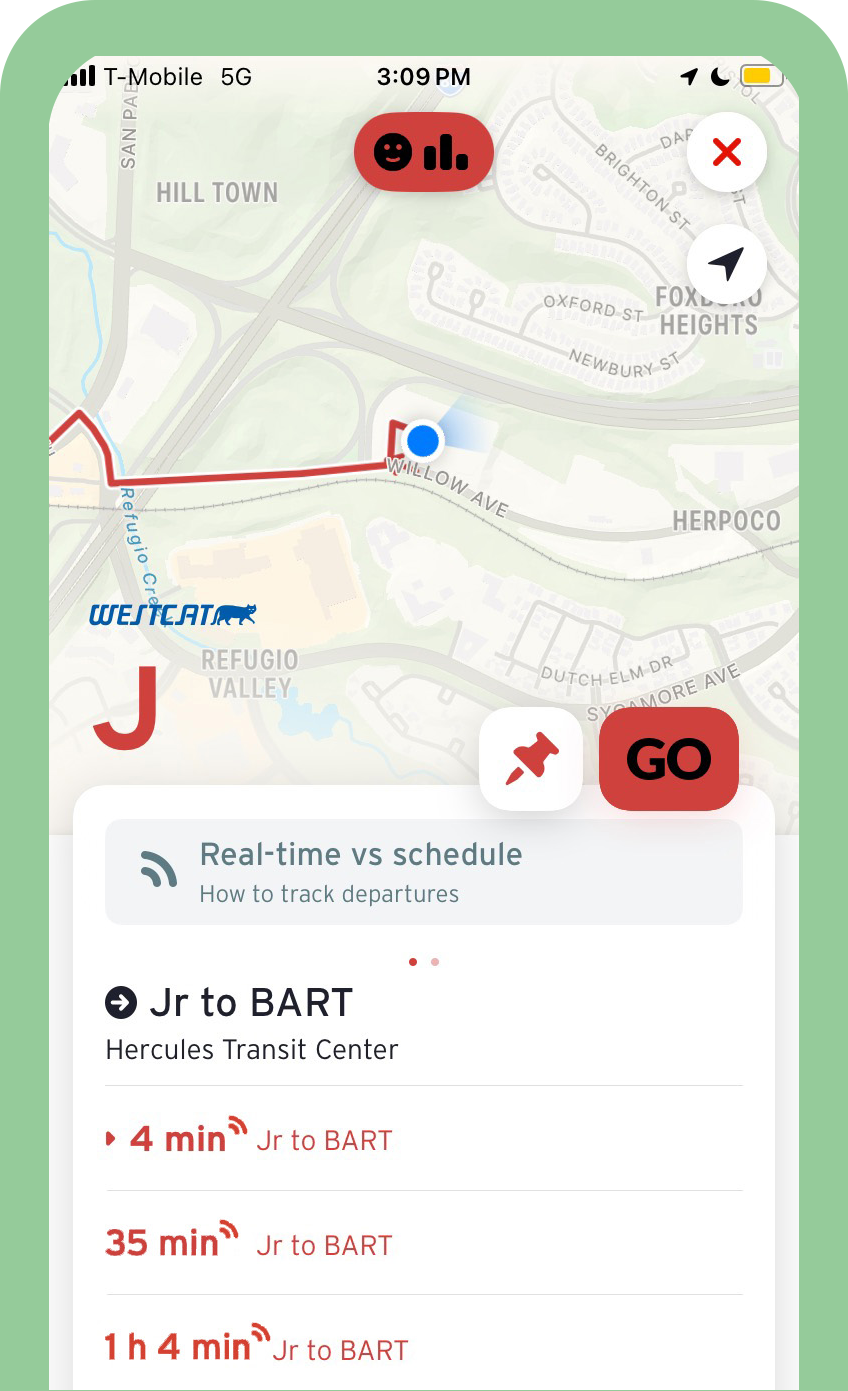 image of Transit App route